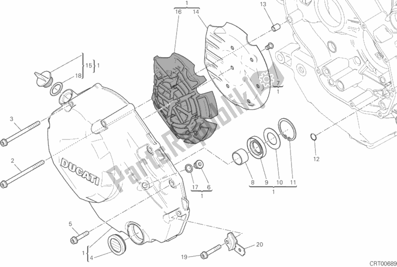 Alle onderdelen voor de Koppelingsdeksel van de Ducati Multistrada 1200 S Thailand 2017